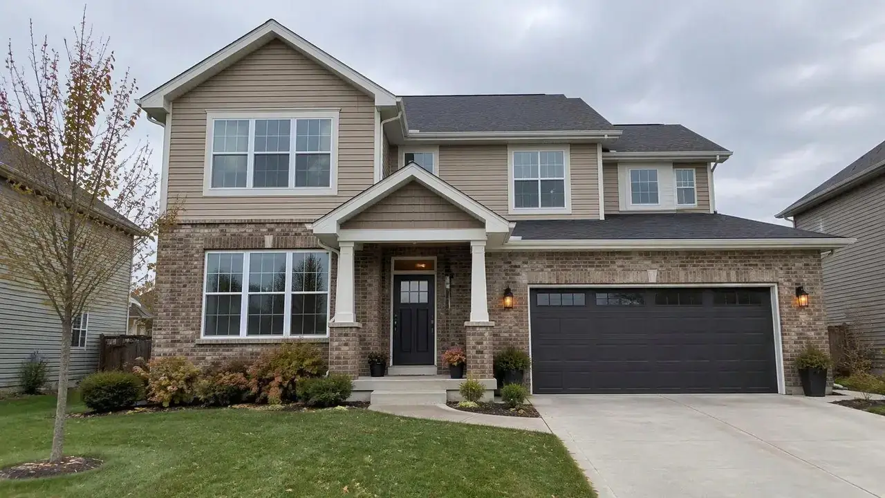 Two-storey home with new windows and front door